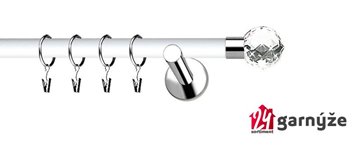 Kovové garnýže jednořadé moderní 19mm EXTRA - BELUNA CRYSTAL nerezové, bílé
