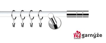 Kovové garnýže jednořadé moderní 19mm EXTRA - CYLINDER nerezové, bílé