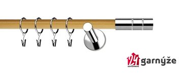 Kovové garnýže jednořadé moderní 19mm EXTRA - CYLINDER nerezové, borovice