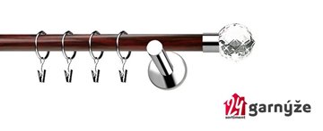 Kovové garnýže jednořadé moderní 19mm EXTRA - BELUNA CRYSTAL nerezové, mahagon