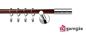 Kovové garnýže jednořadé moderní 19mm EXTRA - CYLINDER nerezové, mahagon