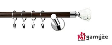 Kovové garnýže jednořadé moderní 19mm EXTRA - CLAREX CRYSTAL nerezové, wenge