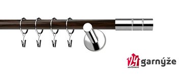 Kovové garnýže jednořadé moderní 19mm EXTRA - CYLINDER nerezové, wenge