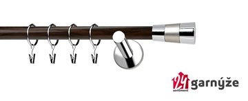 Kovové garnýže jednořadé moderní 19mm EXTRA - DORIS nerezové, wenge