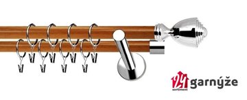 Kovové garnýže dvouřadé moderní 19 a 19mm - Extra AVANTI nerezové, třešeň
