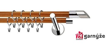 Kovové garnýže dvouřadé moderní 19 a 19mm - Extra FALKO nerezové, třešeň