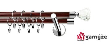 Kovové garnýže dvouřadé moderní 19 a 19mm - Extra CLAREX CRYSTAL nerezové, mahagon