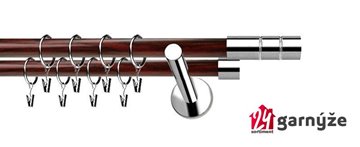 Kovové garnýže dvouřadé moderní 19 a 19mm - Extra CYLINDR nerezové, mahagon