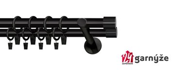 Kovové garnýže dvouřadé moderní 25 a 19mm - LUNA černé černé