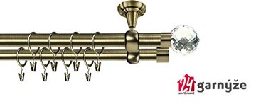 Kovové garnýže dvouřadé stropní 19mm - ROMA BELUNA CRYSTAL mosaz
