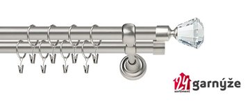 Kovové garnýže dvouřadé stropní 19mm - ROMA CLAREX CRYSTAL chrom