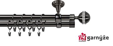 Kovové garnýže dvouřadé stropní 25 a 19mm - ROMA GLOBI CRYSTAL antracit