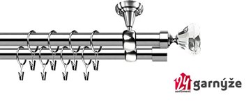 Kovové garnýže dvouřadé stropní 25 a 19mm - ROMA CLAREX CRYSTAL nerez