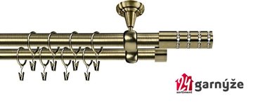 Kovové garnýže dvouřadé stropní 16 a 16mm - ROMA ROSETTI CRYSTAL mosaz